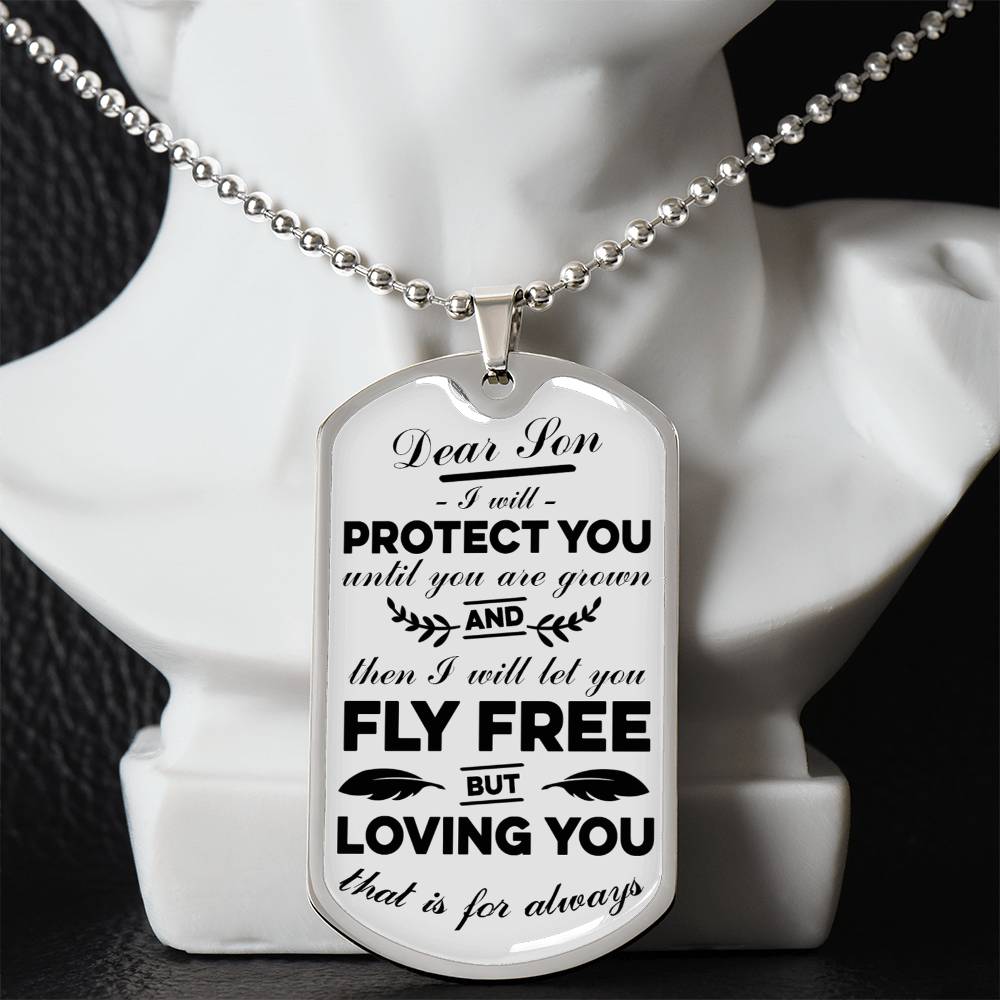 Dear Son Dog Tag Gift For Him, To My Son Necklace Loving You