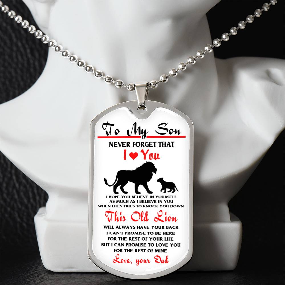 To My Son Lion DOg Tag Gift For Son, Father And Son Jewelry GIft On Xmas