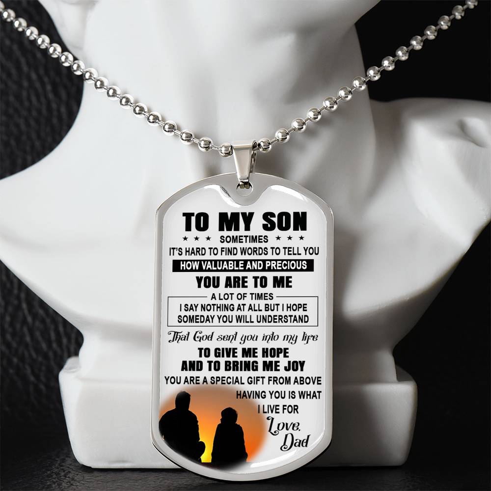 To My Son Dog Tag From Dad, Father And Son Necklace For Him