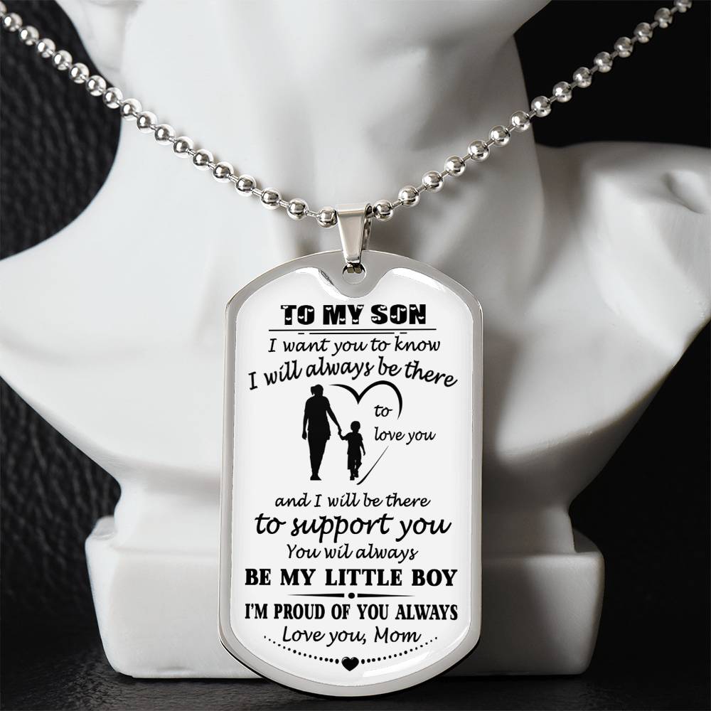 Mom And Son Gift Jewelry, To My Son Dog Tag From Mom On Christmas, Birthday