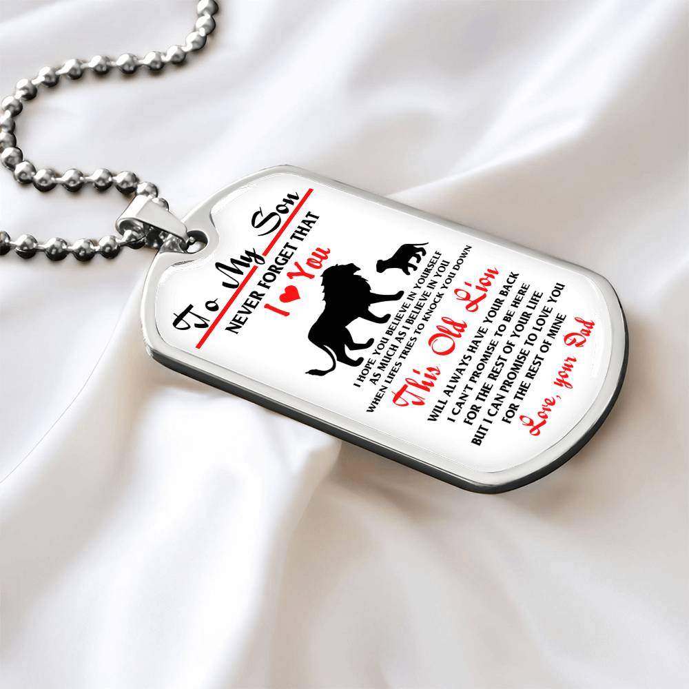 To My Son Lion DOg Tag Gift For Son, Father And Son Jewelry GIft On Xmas