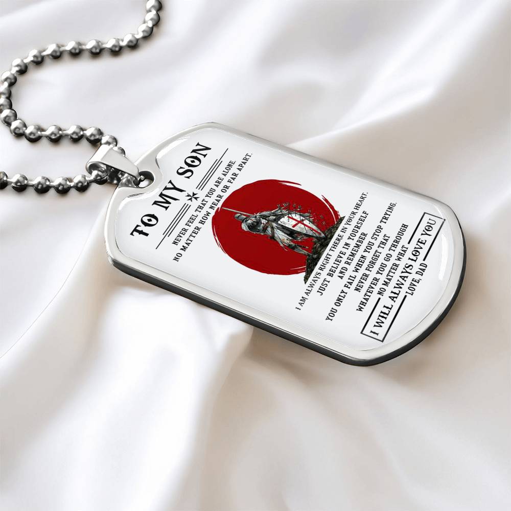 To My Son Dog Tag From Dad, Jewelry Gift For Son On Anniversary Xmas