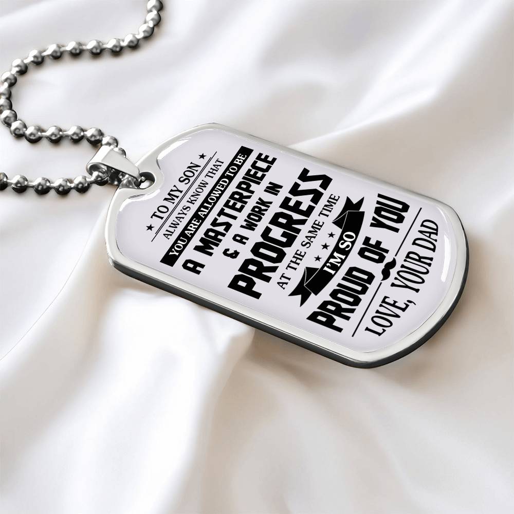 Father And Son Jewelry, To My Son Dog Tag From Dad Proud Of You