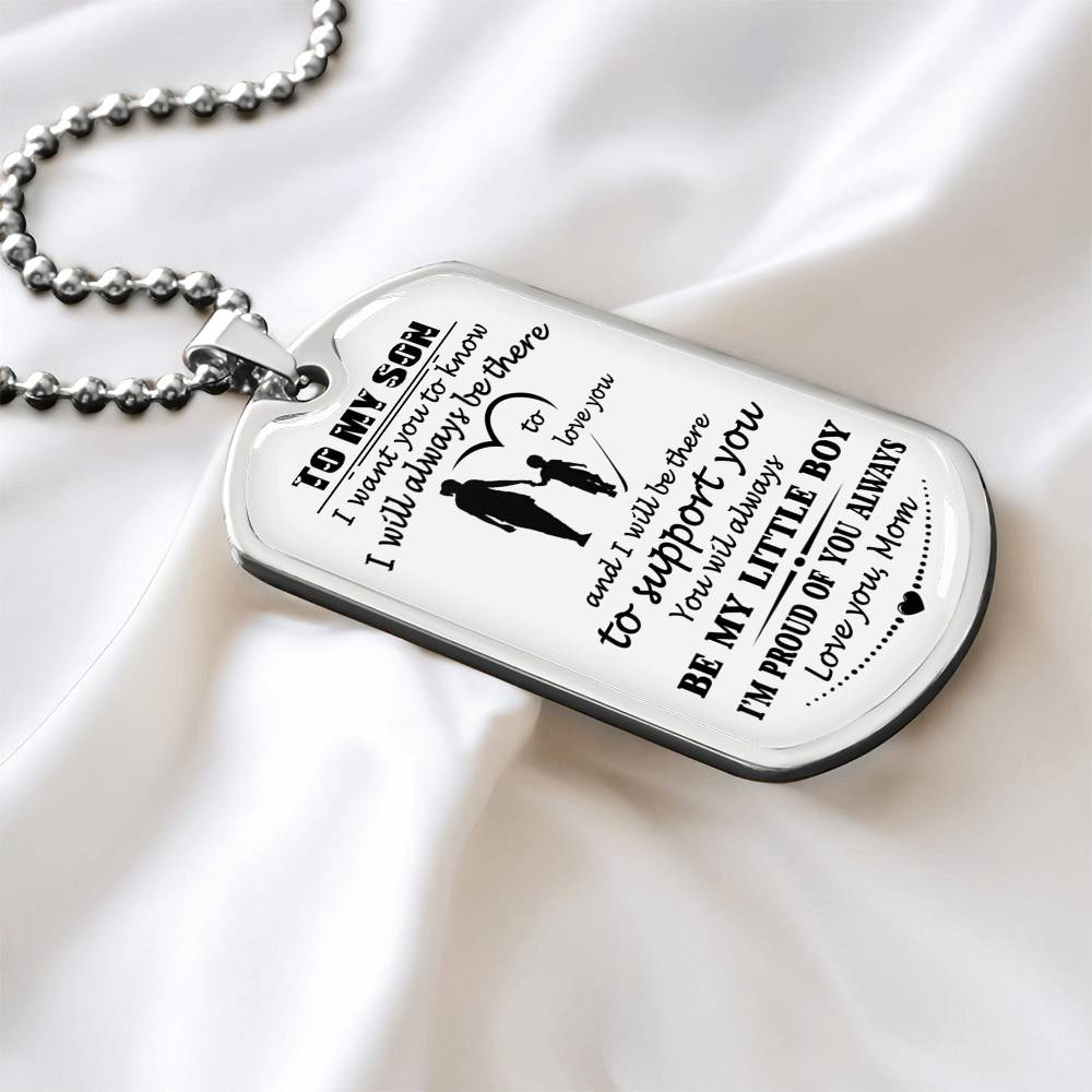 Mom And Son Gift Jewelry, To My Son Dog Tag From Mom On Christmas, Birthday