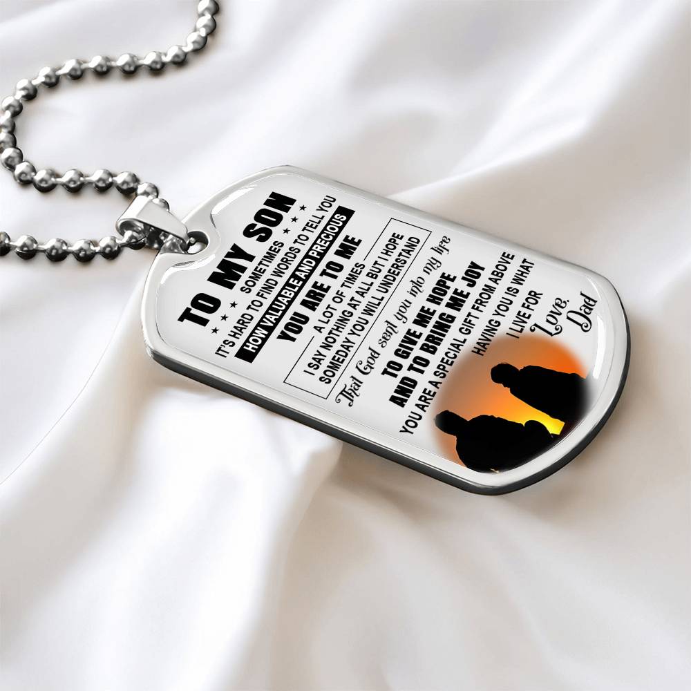 To My Son Dog Tag From Dad, Father And Son Necklace For Him