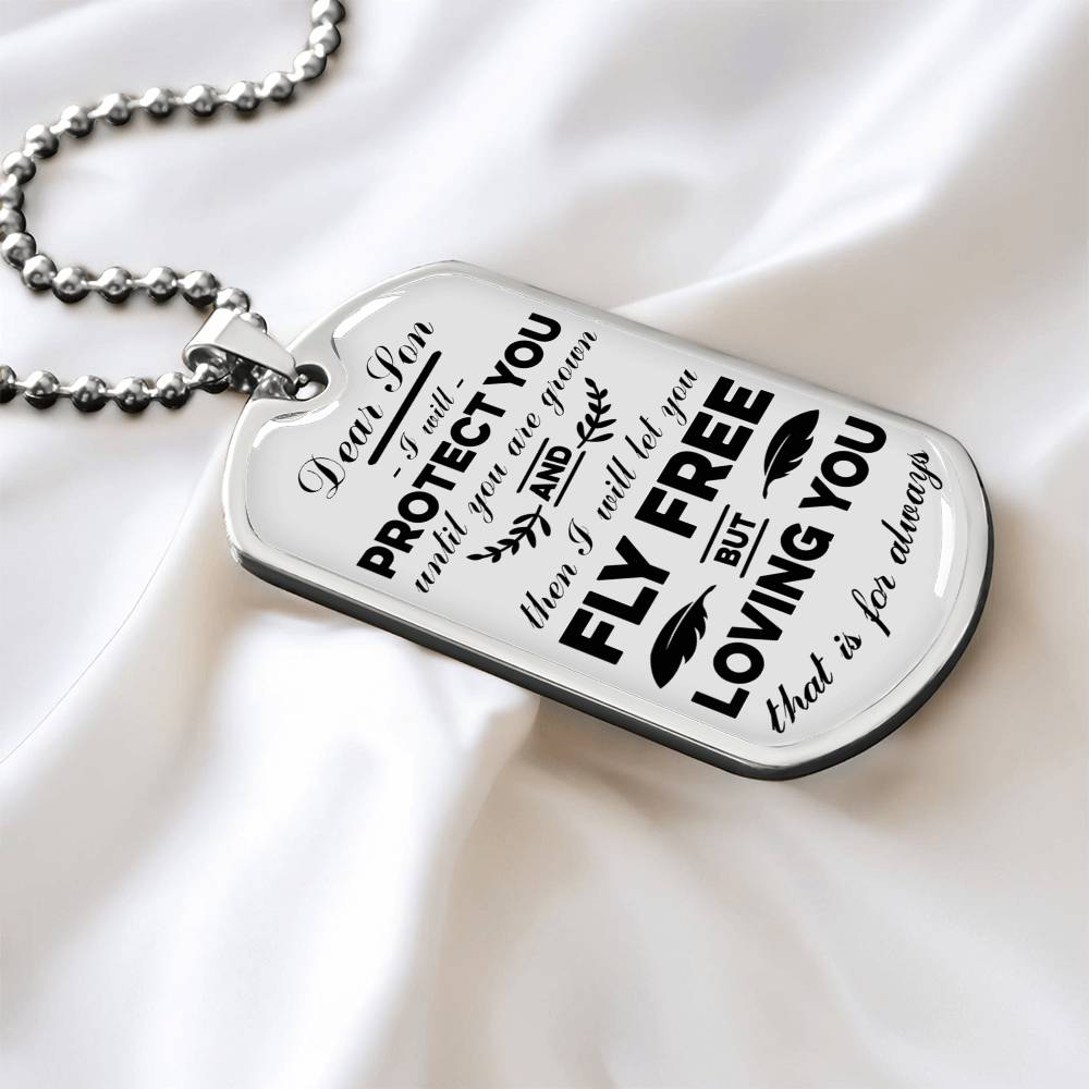 Dear Son Dog Tag Gift For Him, To My Son Necklace Loving You