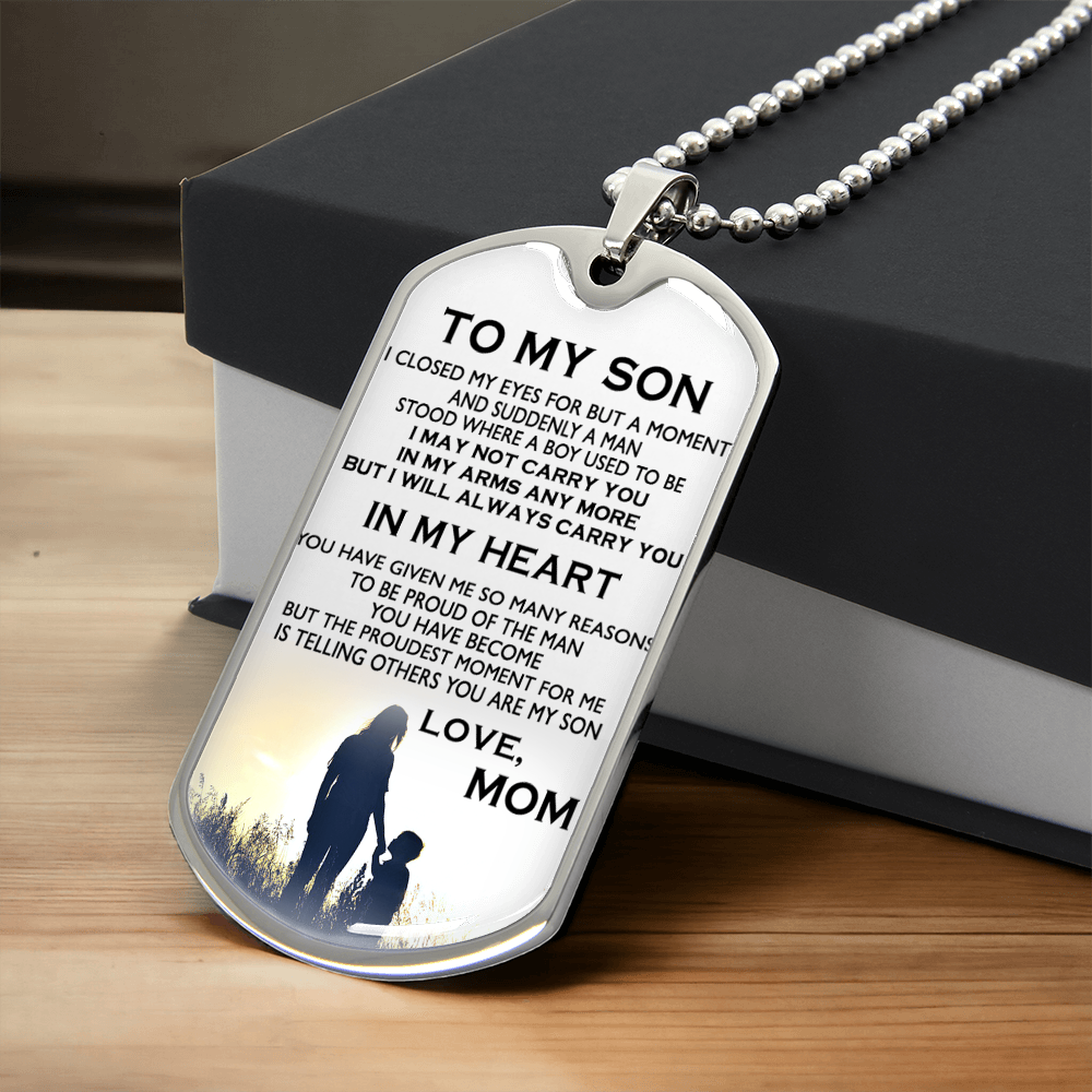 Dog Tag Necklace To My Son In My Heart Dog Tag Gift From Mom