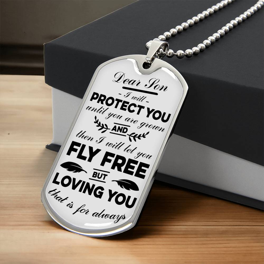 Dear Son Dog Tag Gift For Him, To My Son Necklace Loving You