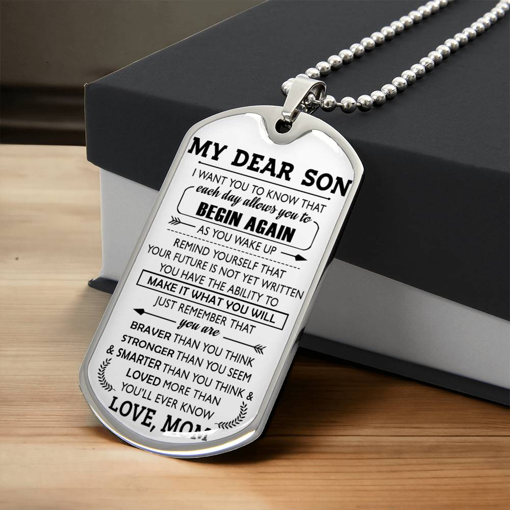 I Want You To Know That - My Dear Son Dog Tag Necklace Gift From Love Mom