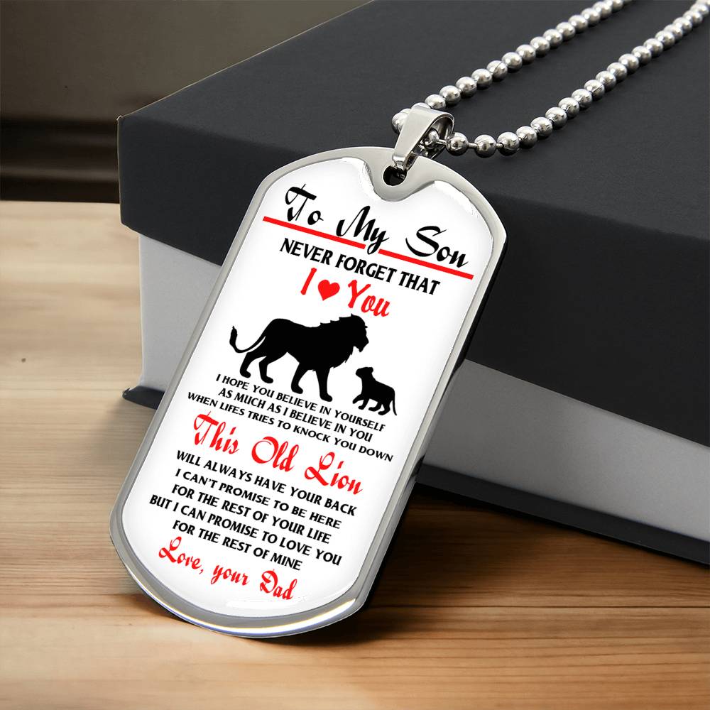 To My Son Lion DOg Tag Gift For Son, Father And Son Jewelry GIft On Xmas
