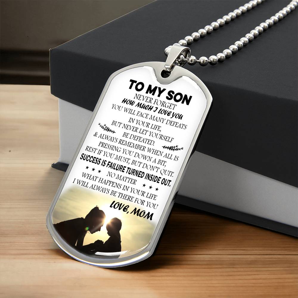 Mom And Son GIft Jewelry, To My Son Dog Tag From Mom Chain For Son