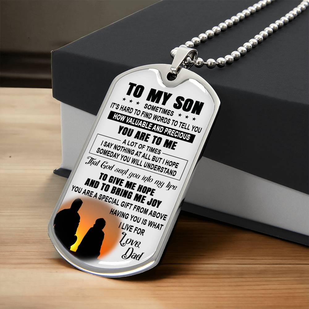 To My Son Dog Tag From Dad, Father And Son Necklace For Him