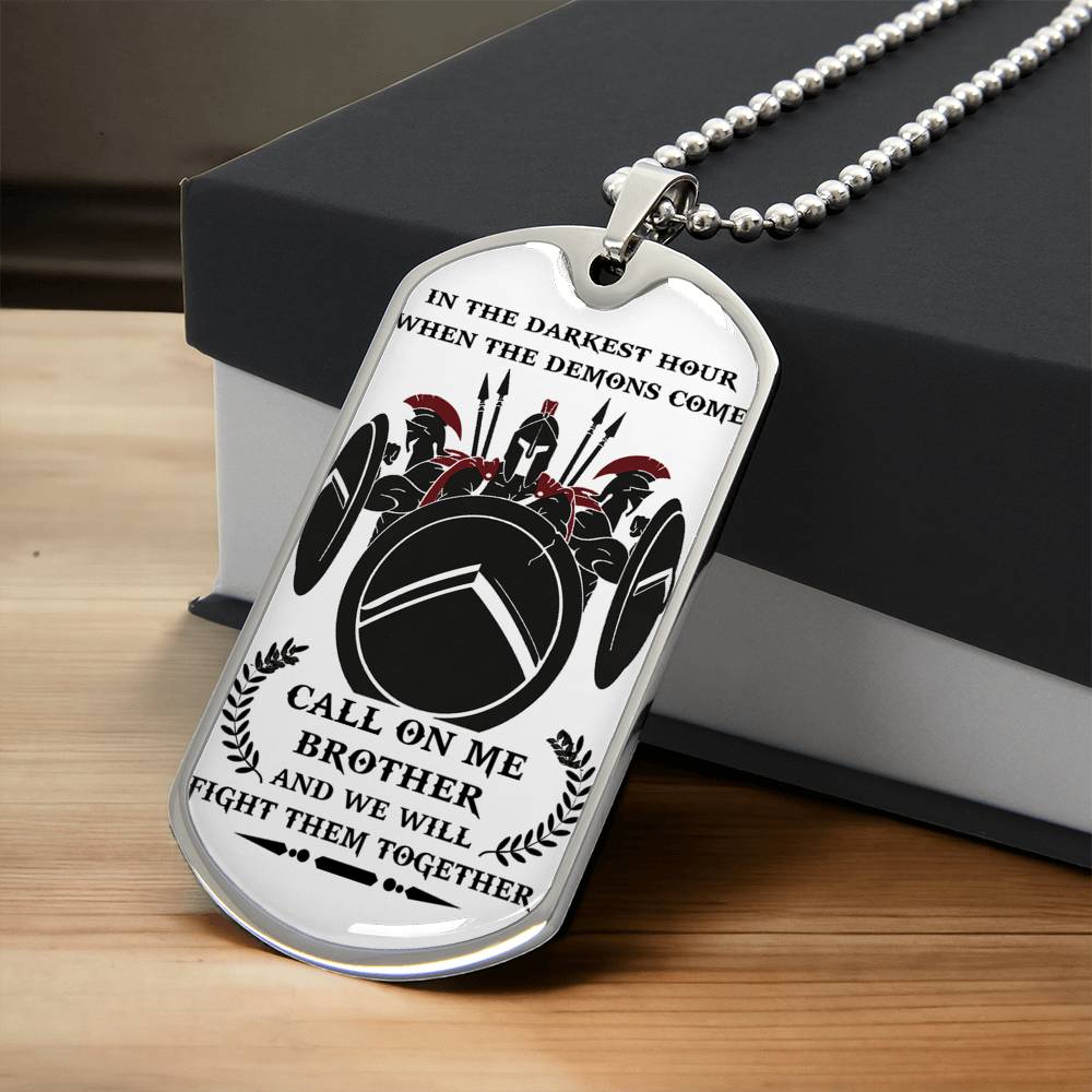 Spartan Brother Dog Tag Chain Spartan Knight Warrior Gifts From Brother