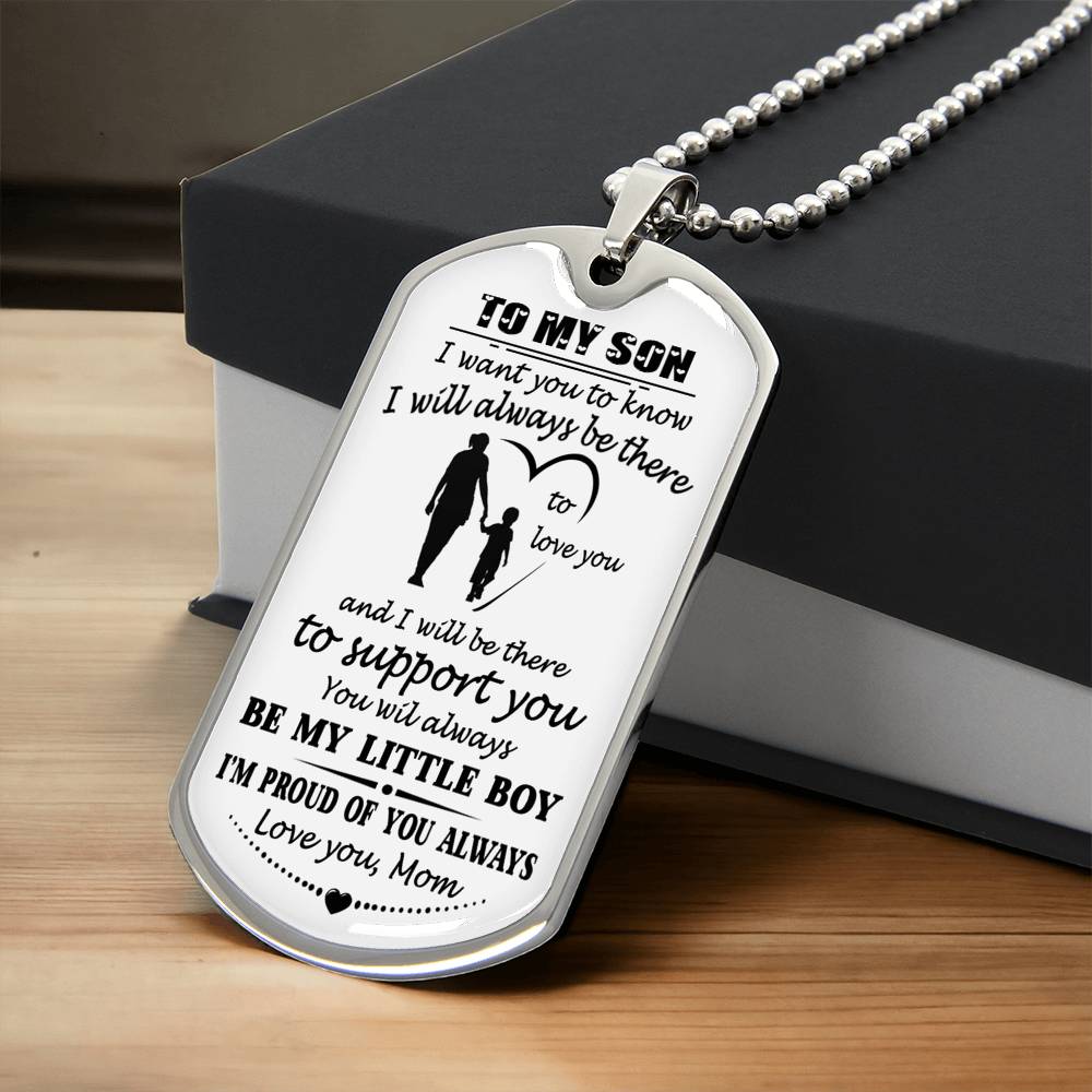 Mom And Son Gift Jewelry, To My Son Dog Tag From Mom On Christmas, Birthday