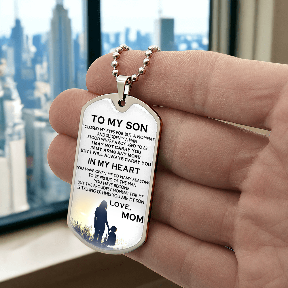Dog Tag Necklace To My Son In My Heart Dog Tag Gift From Mom