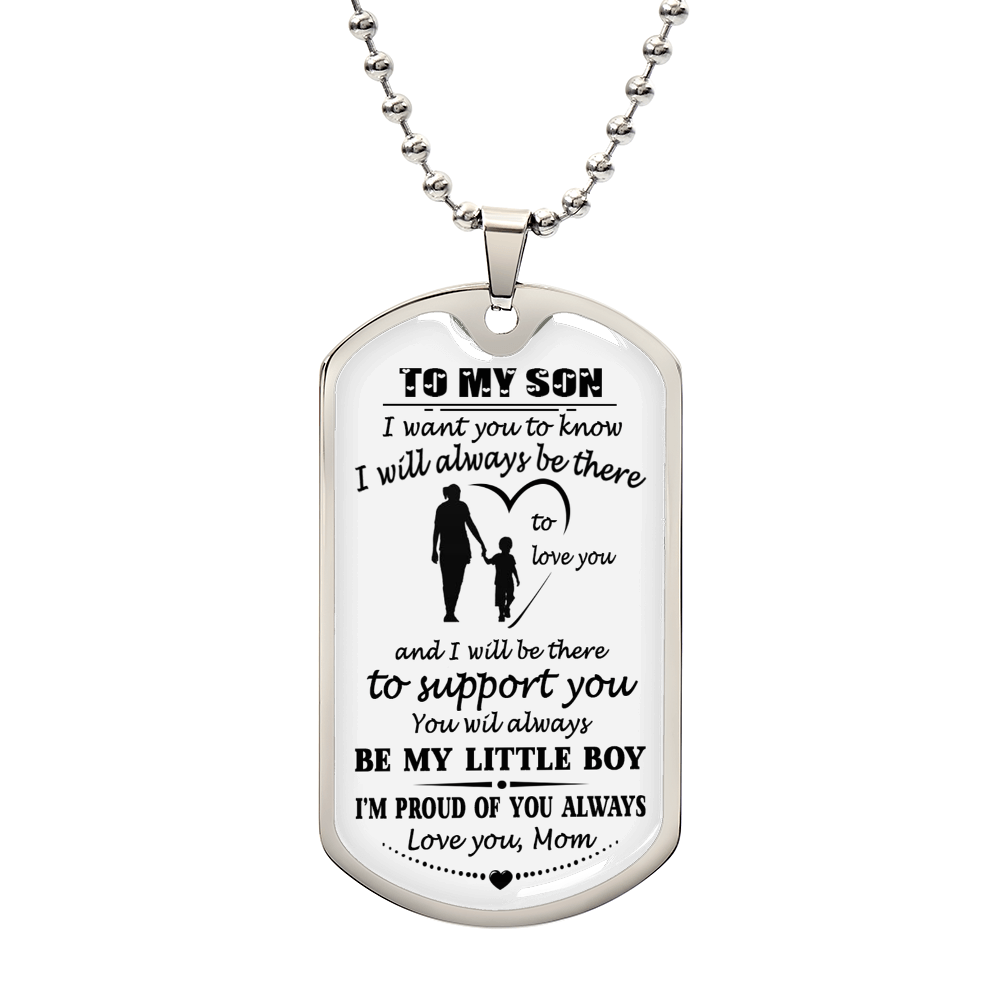 Mom And Son Gift Jewelry, To My Son Dog Tag From Mom On Christmas, Birthday