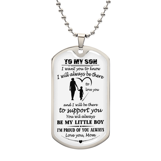 Mom And Son Gift Jewelry, To My Son Dog Tag From Mom On Christmas, Birthday