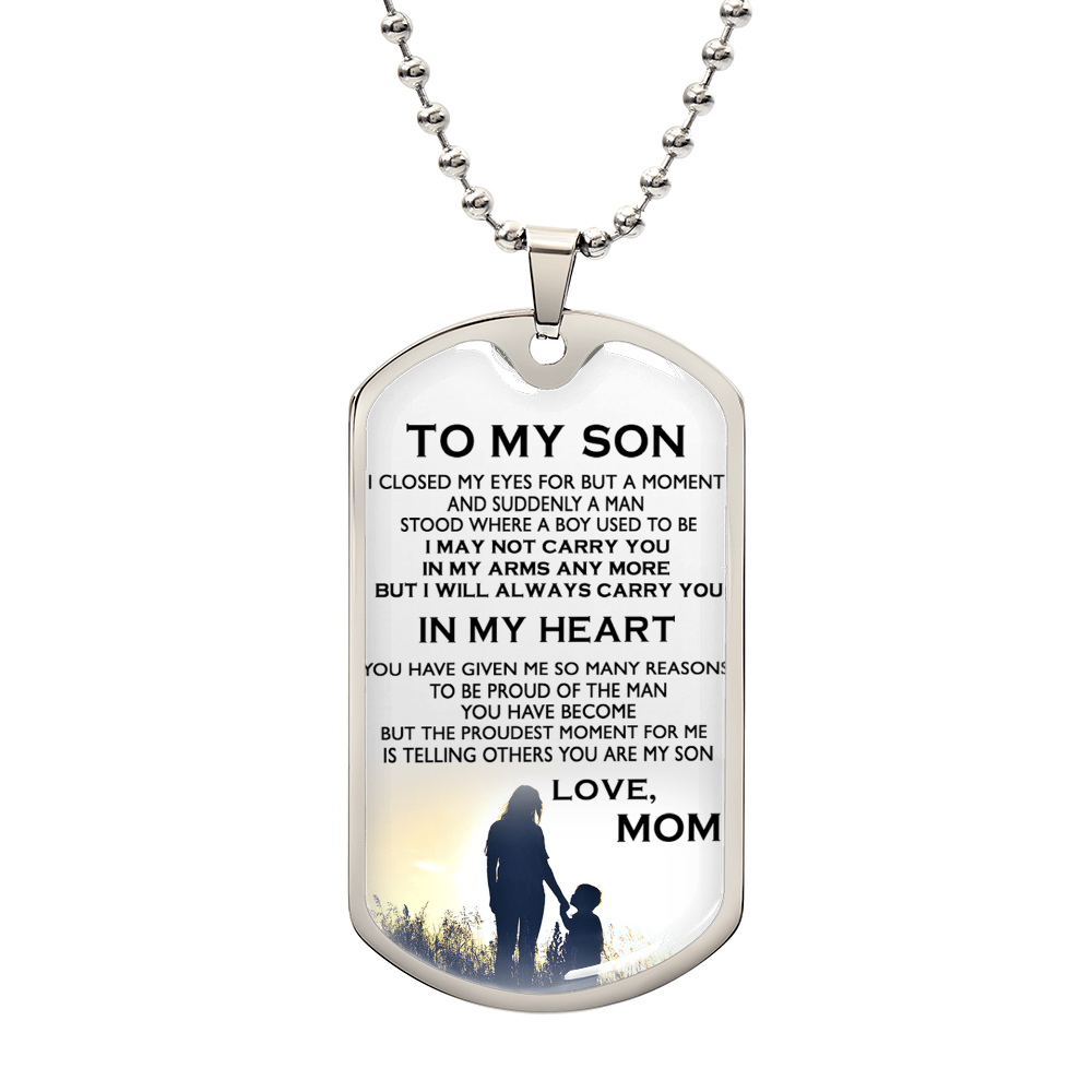 Dog Tag Necklace To My Son In My Heart Dog Tag Gift From Mom