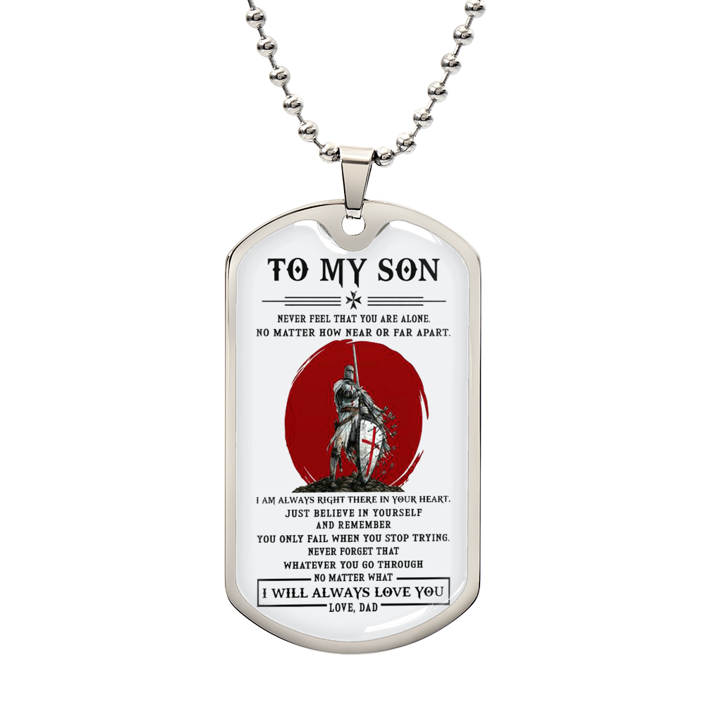 To My Son Dog Tag From Dad, Jewelry Gift For Son On Anniversary Xmas