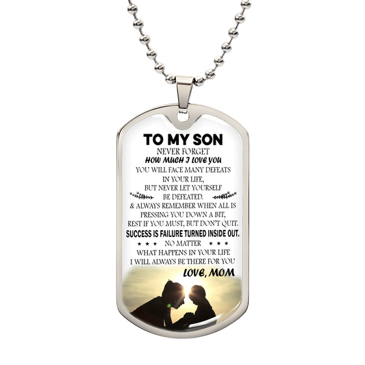 Mom And Son GIft Jewelry, To My Son Dog Tag From Mom Chain For Son