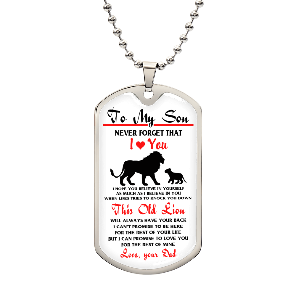 To My Son Lion DOg Tag Gift For Son, Father And Son Jewelry GIft On Xmas