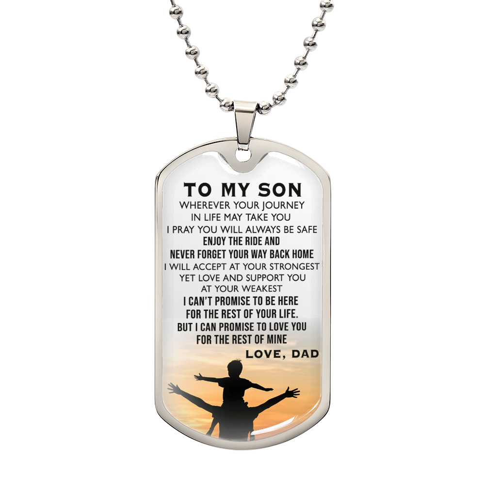 To My Son Dog Tag Necklace Wherever You Journey Gifts From Daddy's