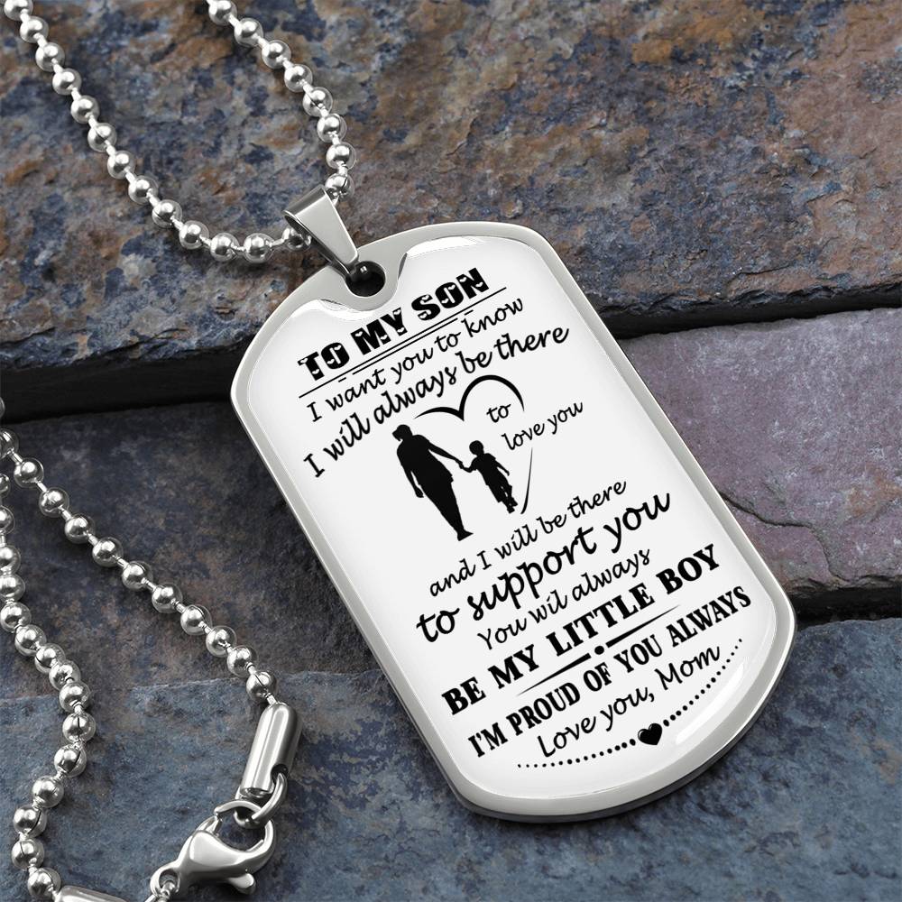 Mom And Son Gift Jewelry, To My Son Dog Tag From Mom On Christmas, Birthday