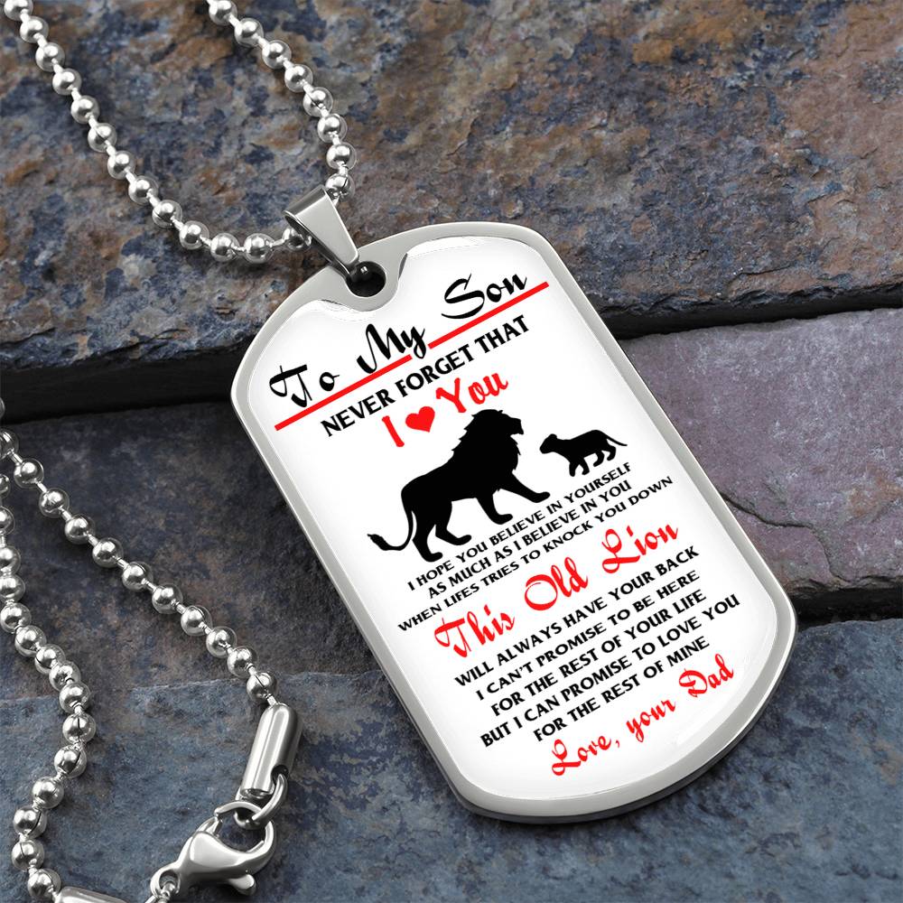 To My Son Lion DOg Tag Gift For Son, Father And Son Jewelry GIft On Xmas