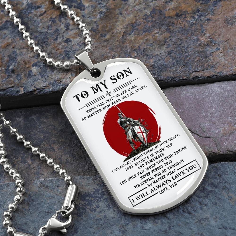 To My Son Dog Tag From Dad, Jewelry Gift For Son On Anniversary Xmas