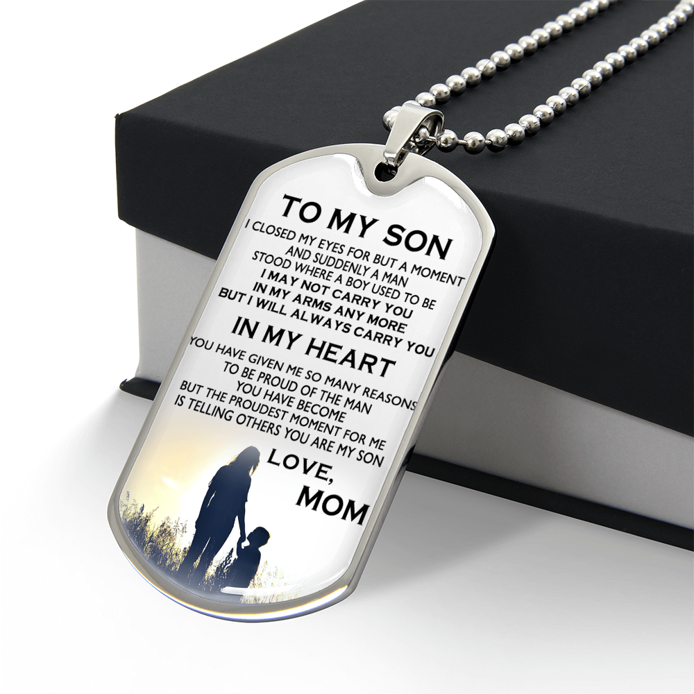 Dog Tag Necklace To My Son In My Heart Dog Tag Gift From Mom