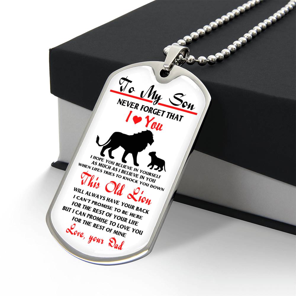 To My Son Lion DOg Tag Gift For Son, Father And Son Jewelry GIft On Xmas