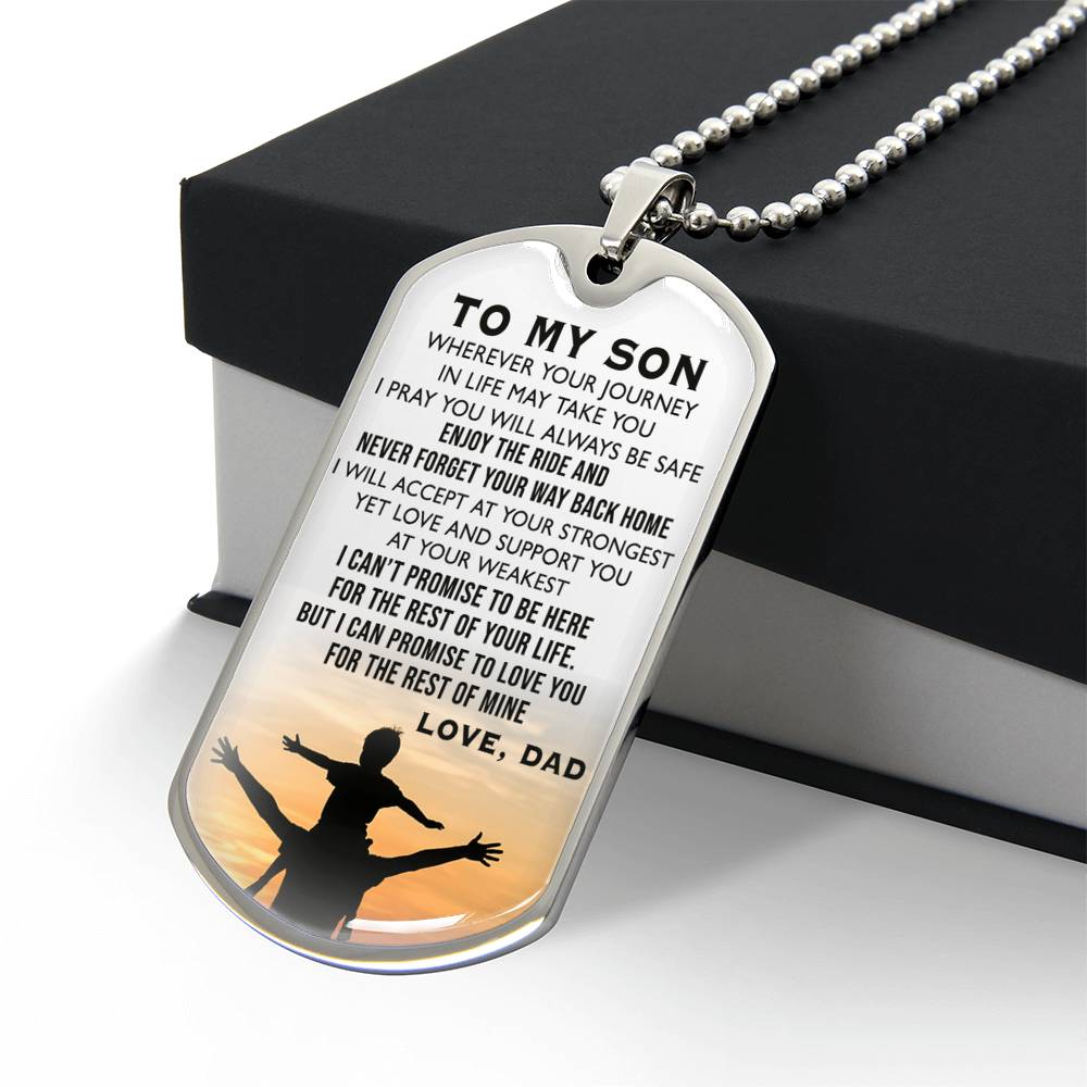 To My Son Dog Tag Necklace Wherever You Journey Gifts From Daddy's