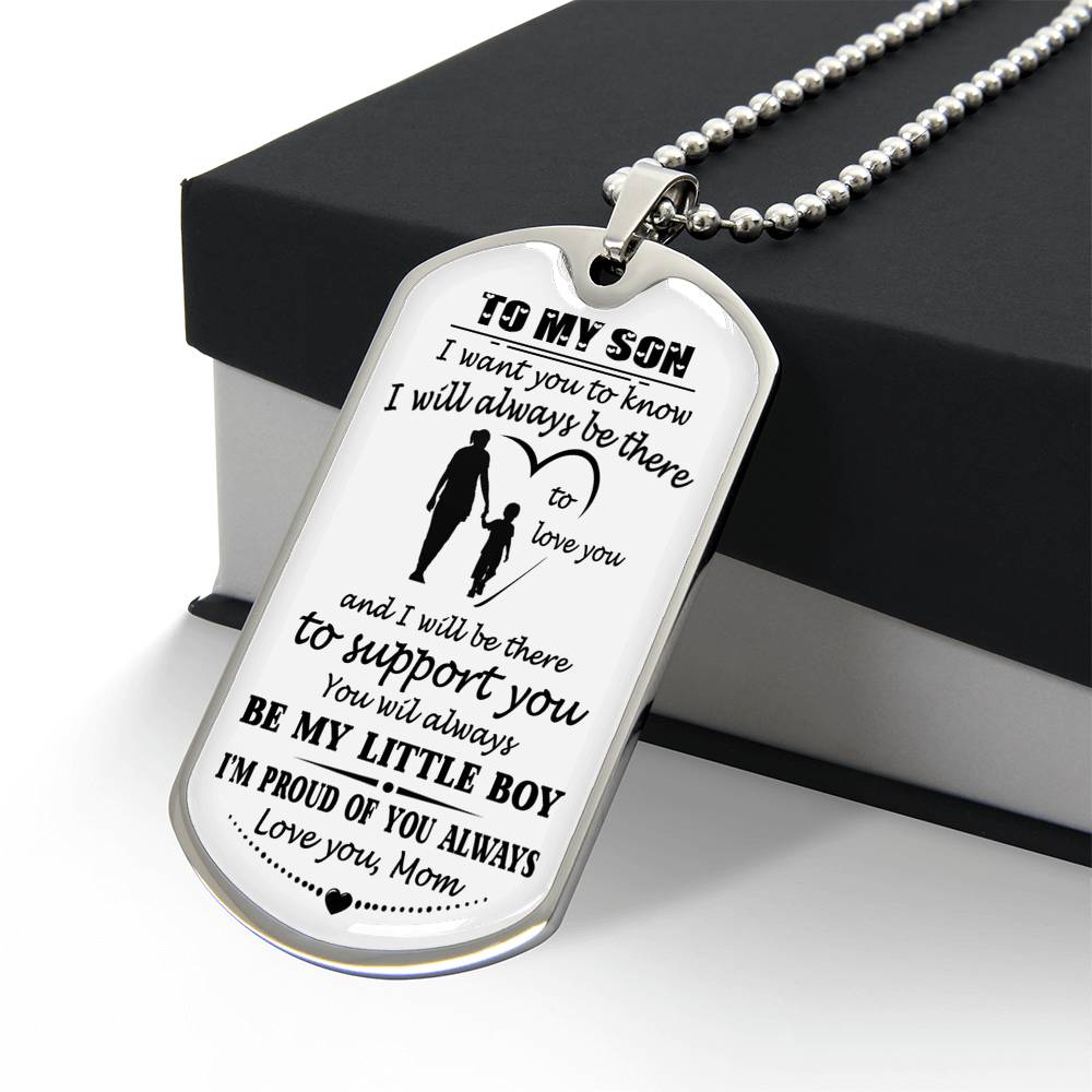 Mom And Son Gift Jewelry, To My Son Dog Tag From Mom On Christmas, Birthday