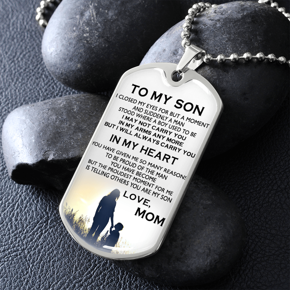 Dog Tag Necklace To My Son In My Heart Dog Tag Gift From Mom