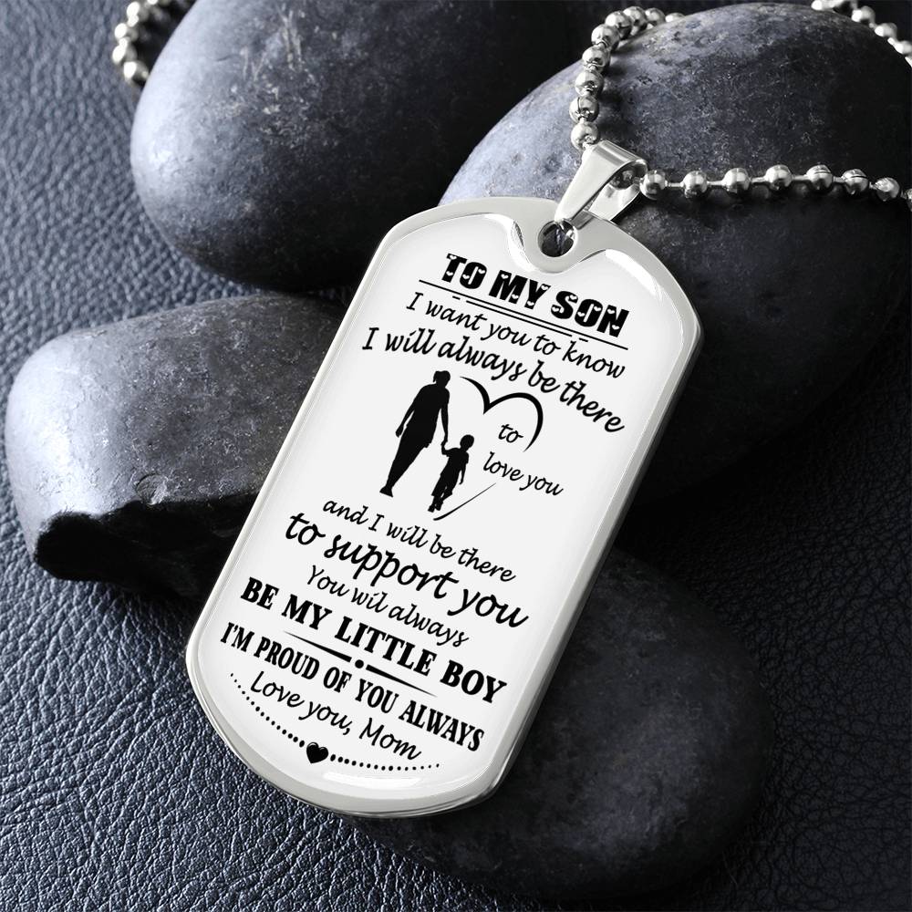 Mom And Son Gift Jewelry, To My Son Dog Tag From Mom On Christmas, Birthday