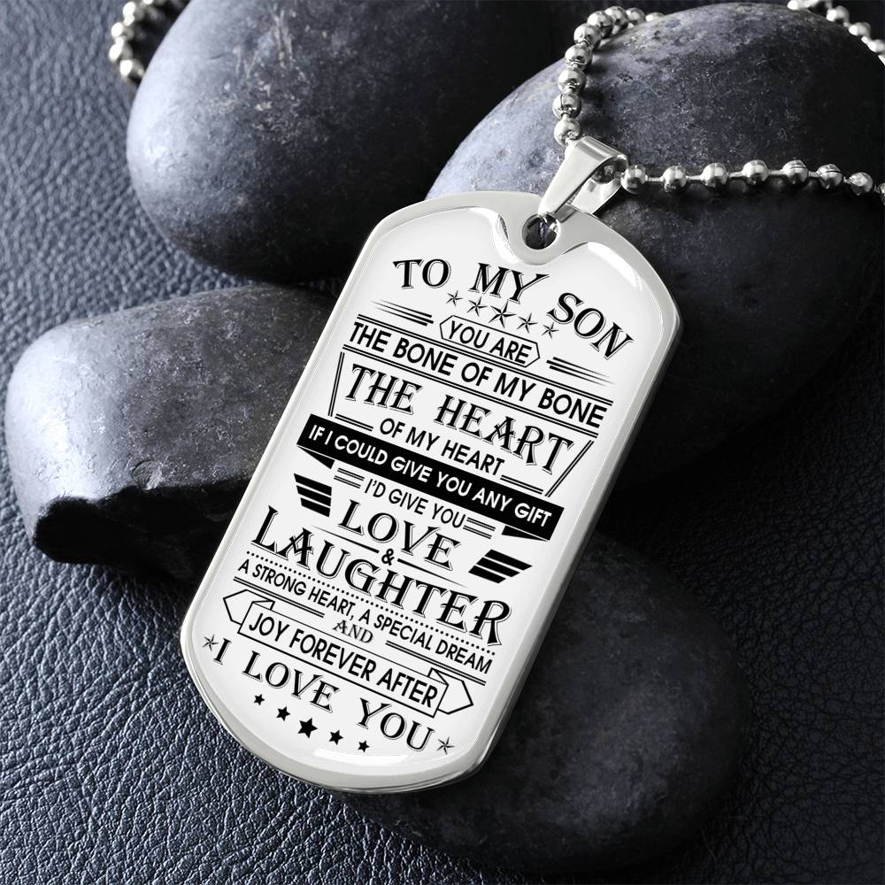 To My Son Dog Tag From Dad, Jewelry Gift For Son On Christmas Anniversary