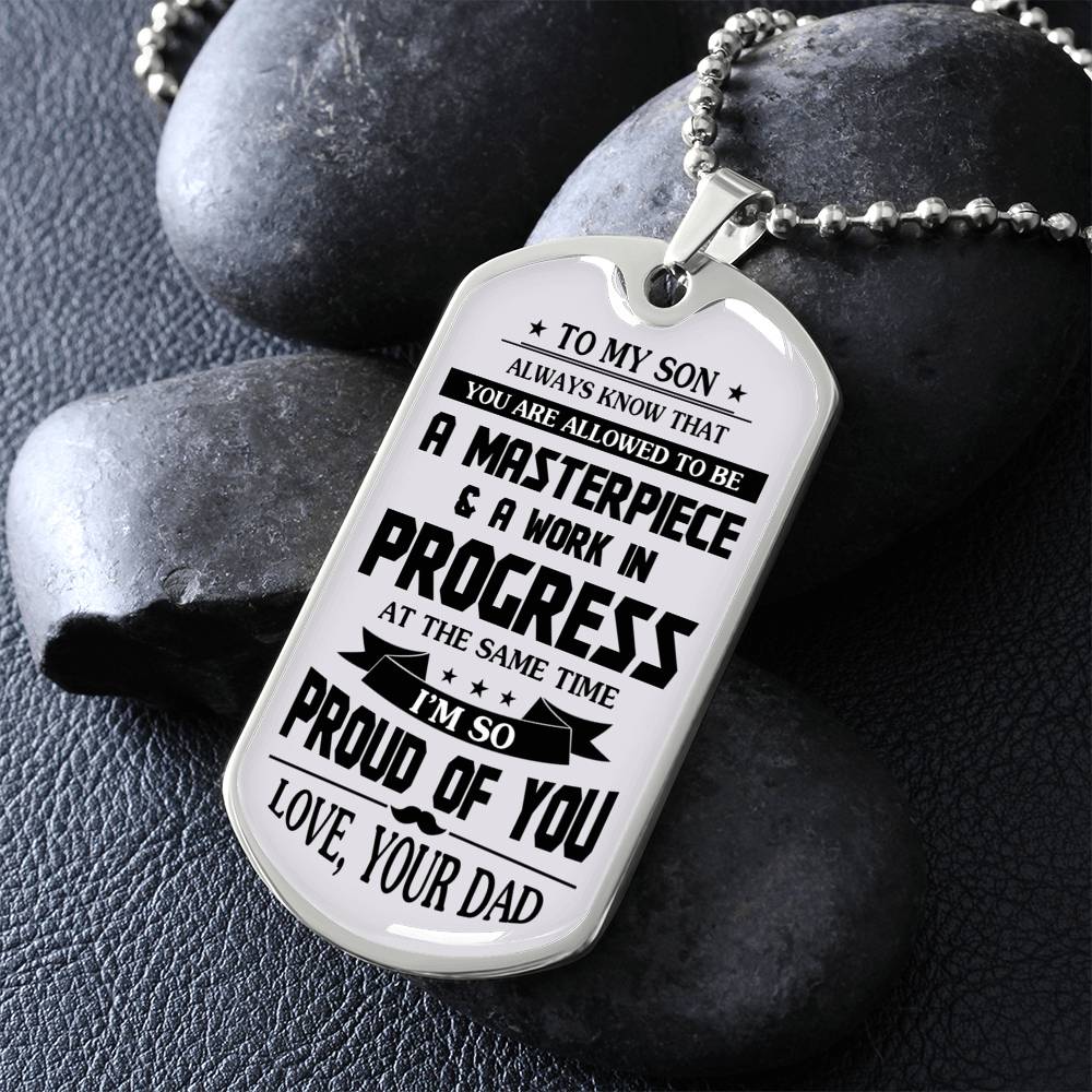 Father And Son Jewelry, To My Son Dog Tag From Dad Proud Of You