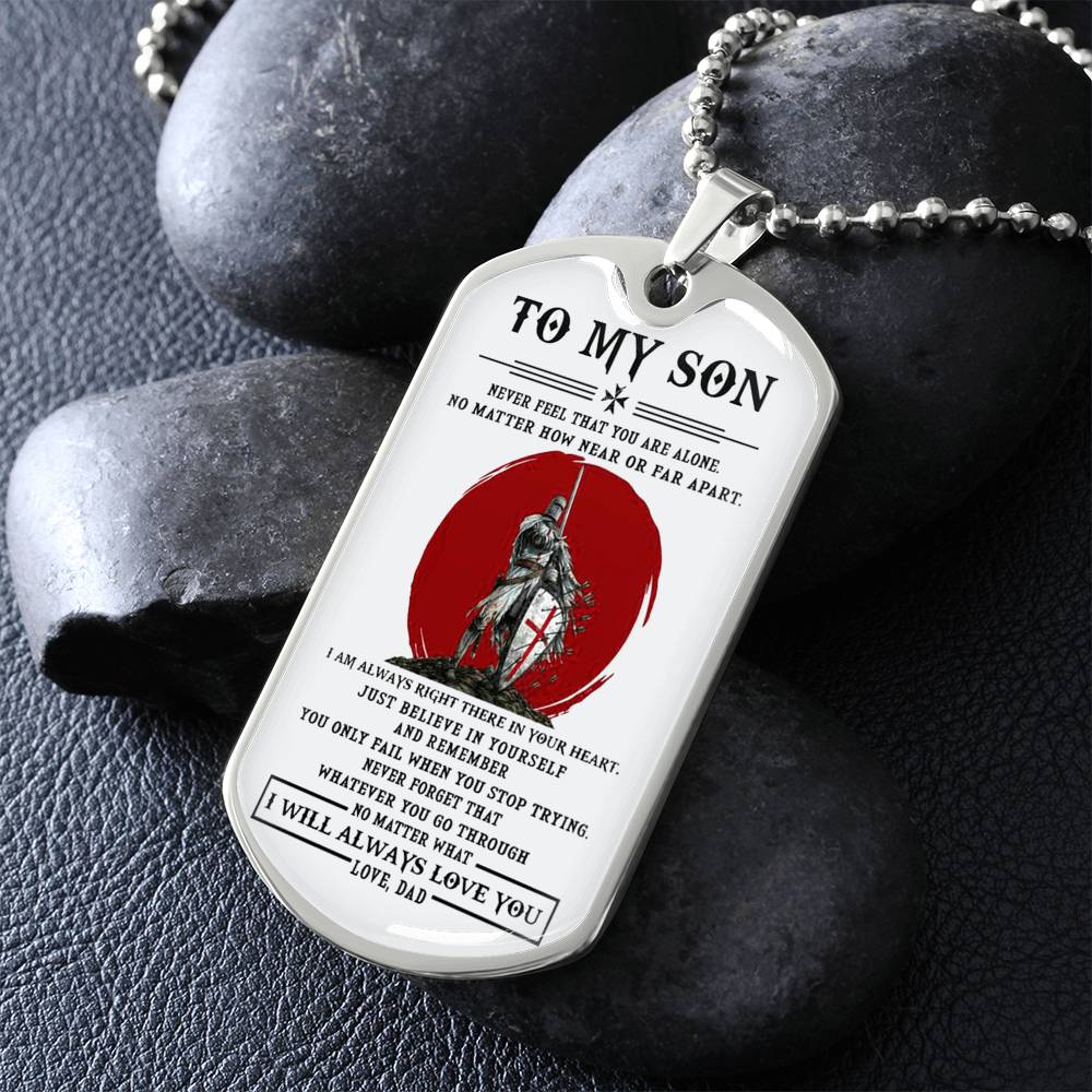 To My Son Dog Tag From Dad, Jewelry Gift For Son On Anniversary Xmas