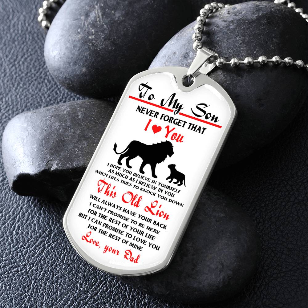 To My Son Lion DOg Tag Gift For Son, Father And Son Jewelry GIft On Xmas