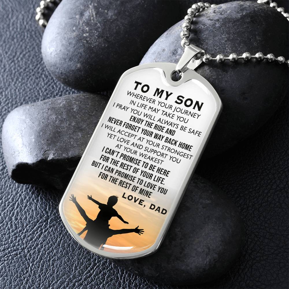 To My Son Dog Tag Necklace Wherever You Journey Gifts From Daddy's