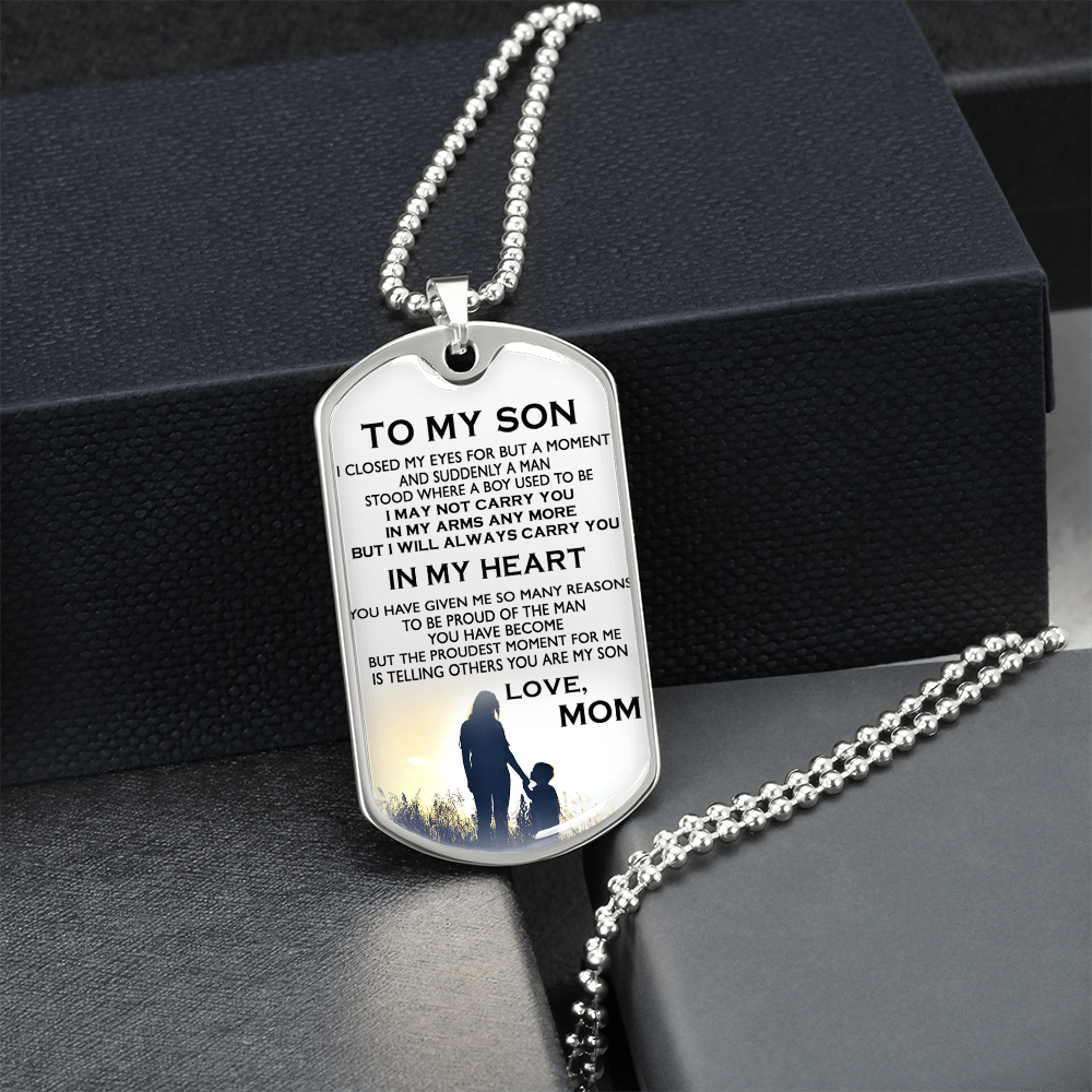 Dog Tag Necklace To My Son In My Heart Dog Tag Gift From Mom
