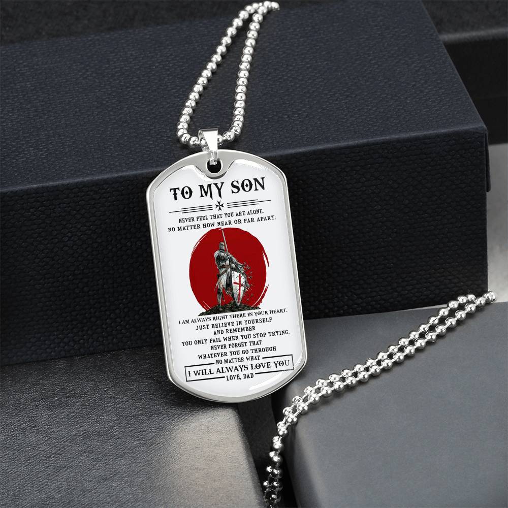 To My Son Dog Tag From Dad, Jewelry Gift For Son On Anniversary Xmas