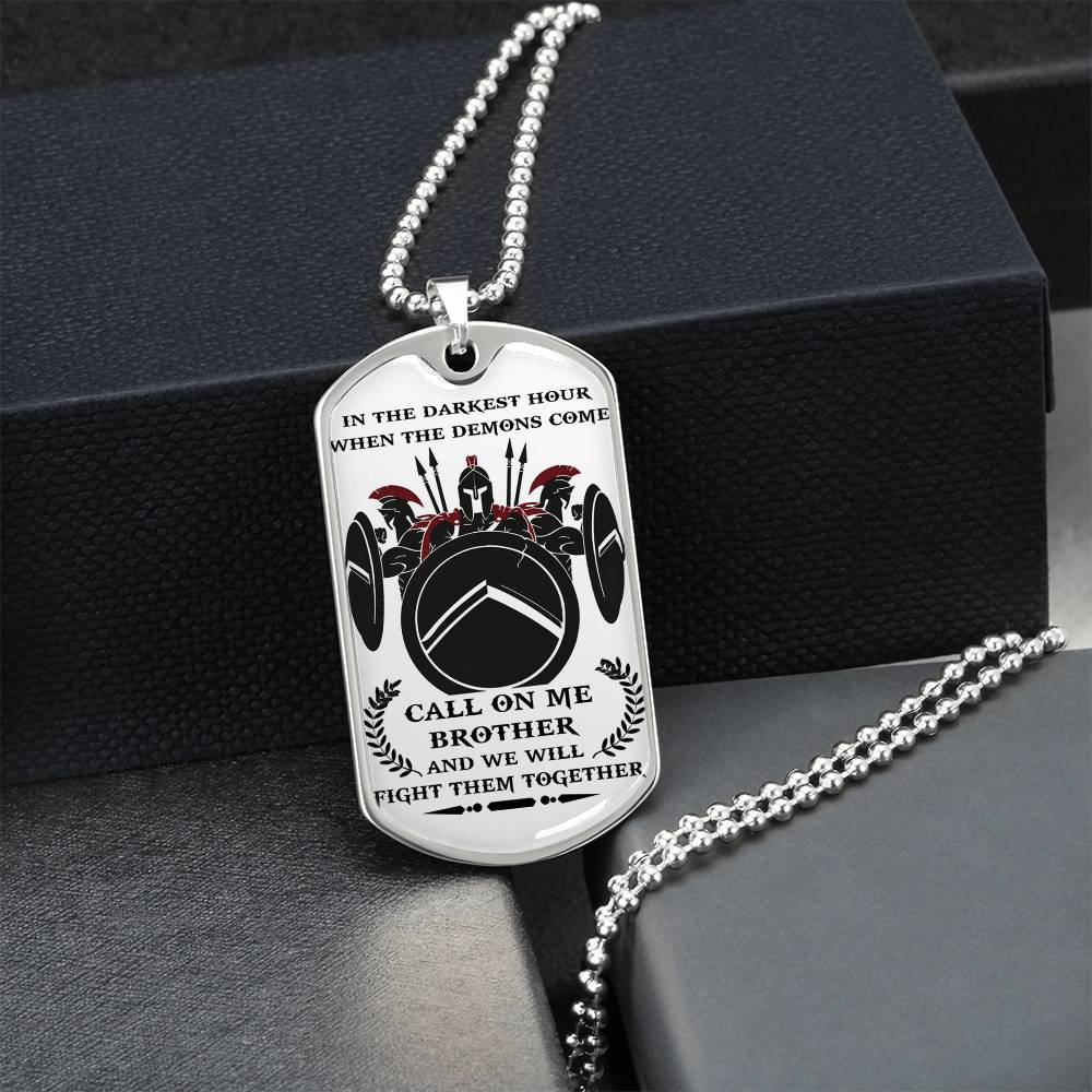 Spartan Brother Dog Tag Chain Spartan Knight Warrior Gifts From Brother