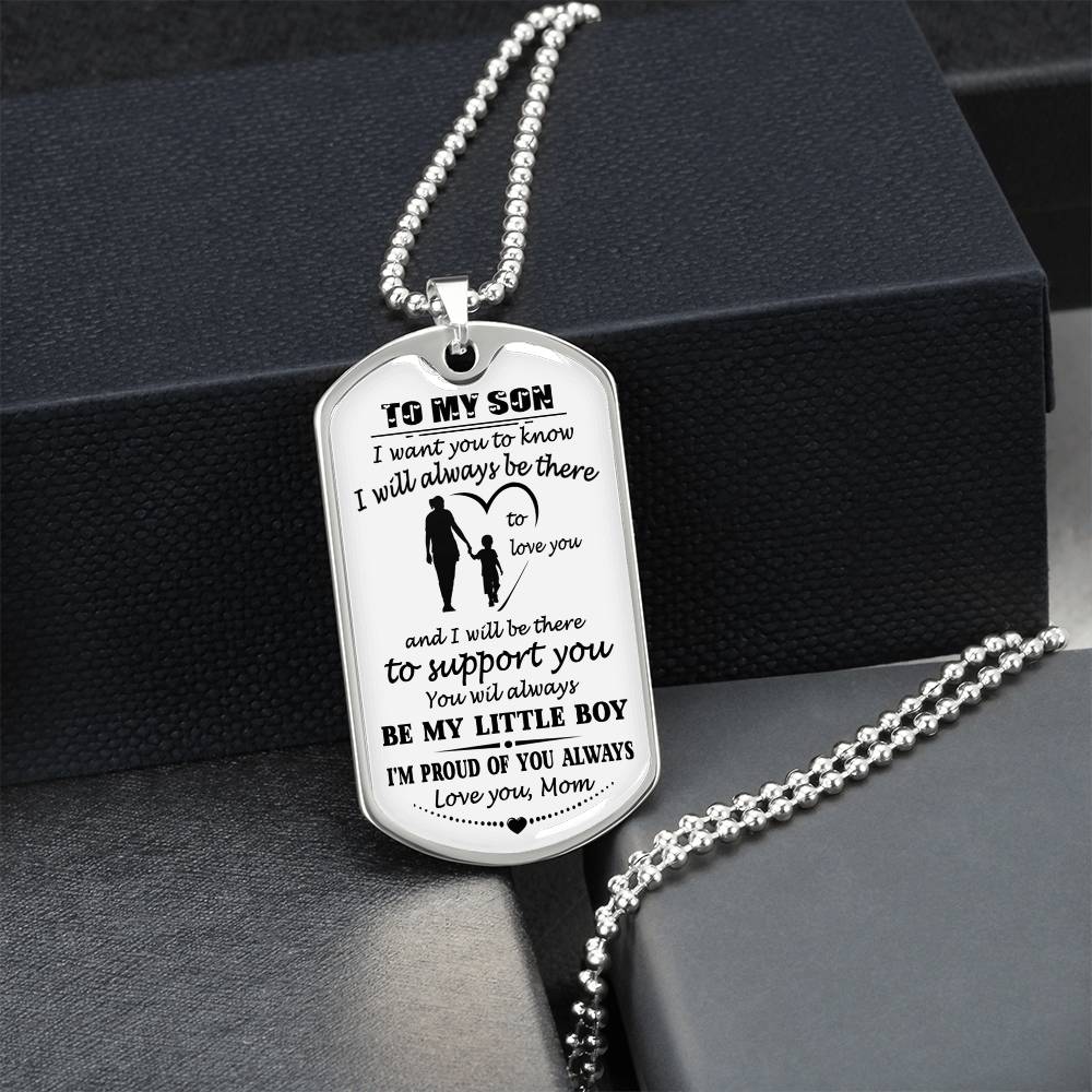Mom And Son Gift Jewelry, To My Son Dog Tag From Mom On Christmas, Birthday