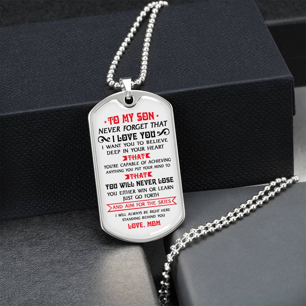 Dog Tag Gift For Son, Mother And Son Dog Tag Jewelry Gift For Men