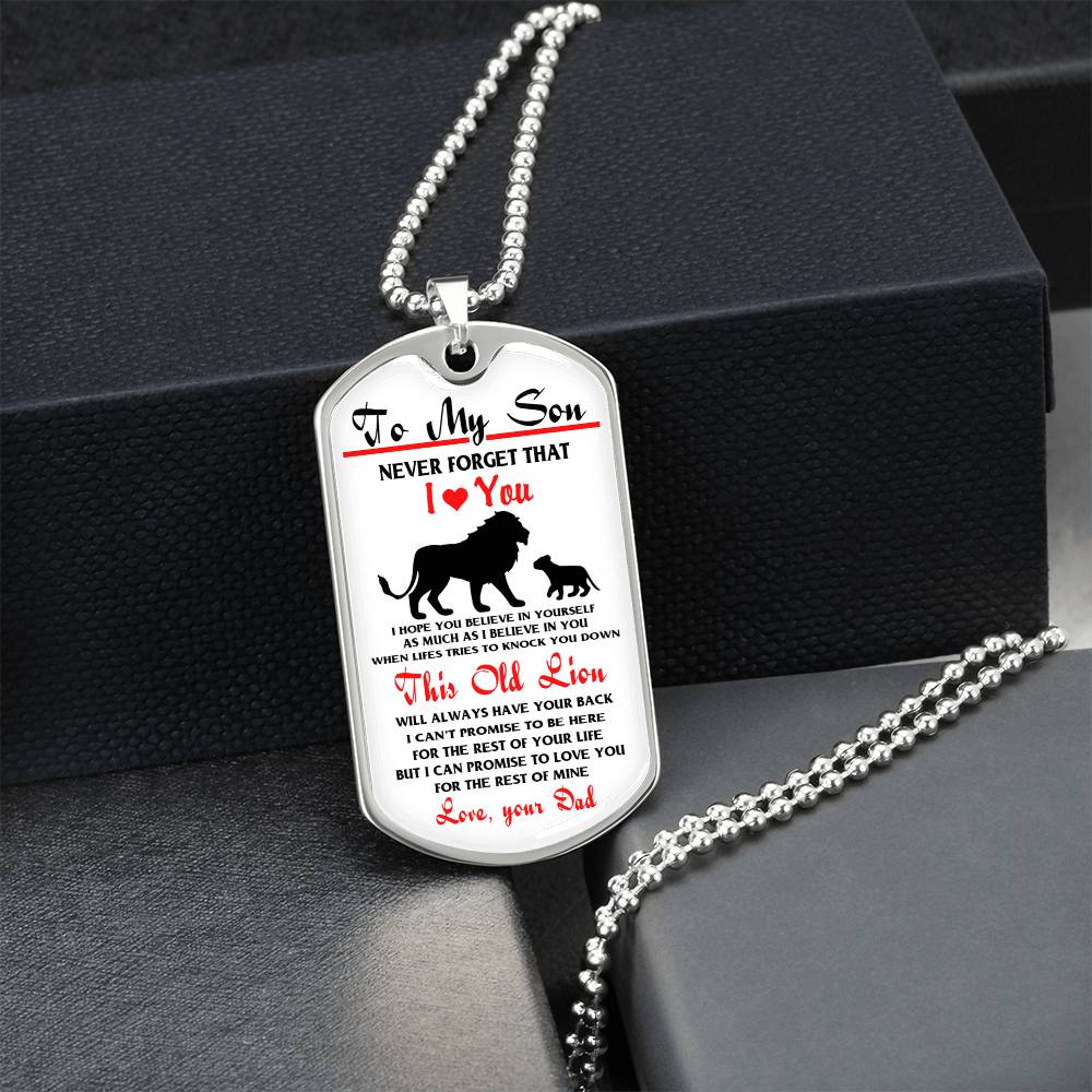 To My Son Lion DOg Tag Gift For Son, Father And Son Jewelry GIft On Xmas