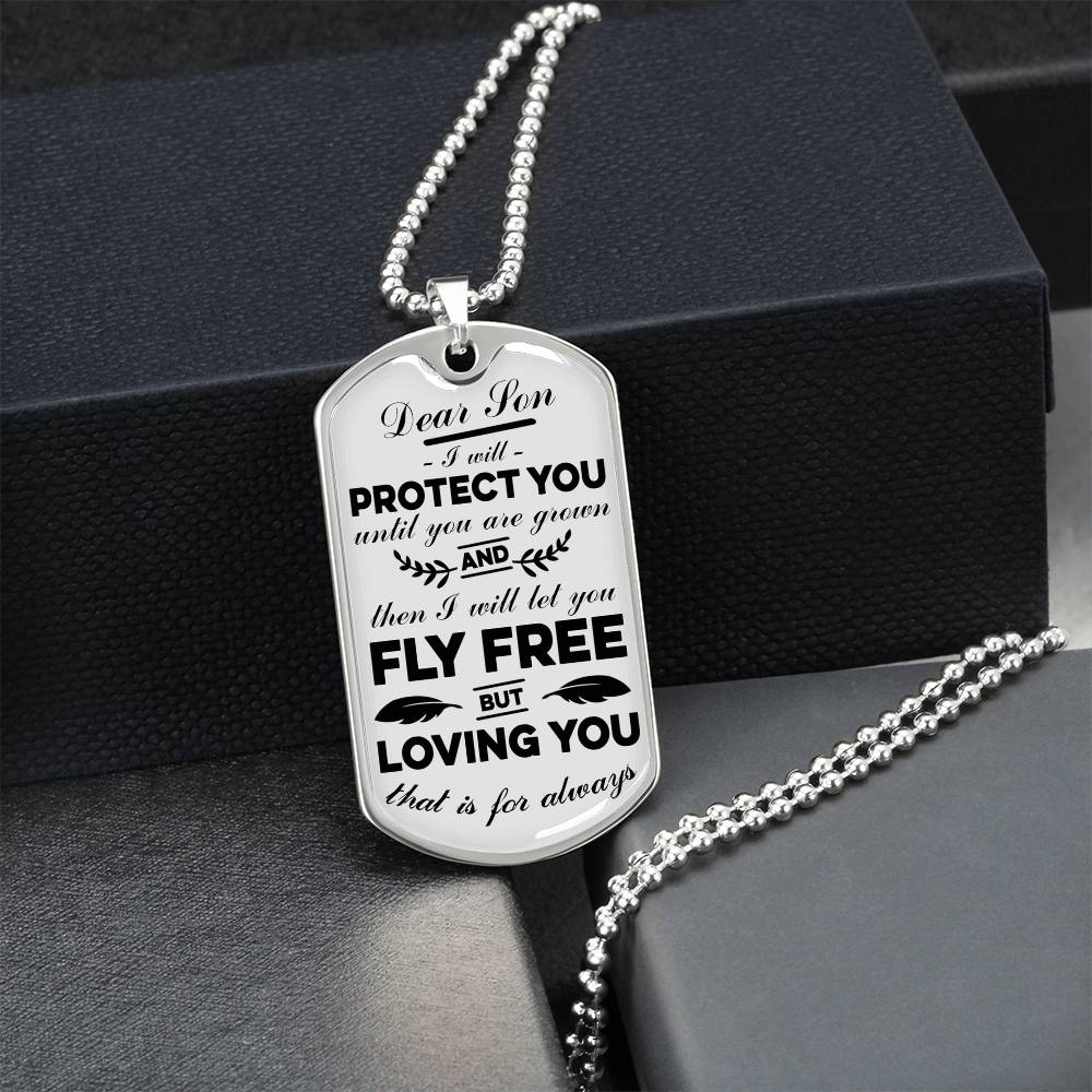 Dear Son Dog Tag Gift For Him, To My Son Necklace Loving You