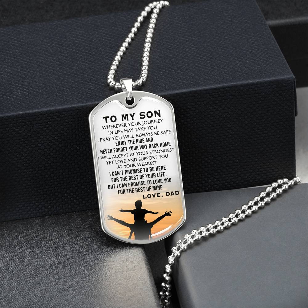 To My Son Dog Tag Necklace Wherever You Journey Gifts From Daddy's