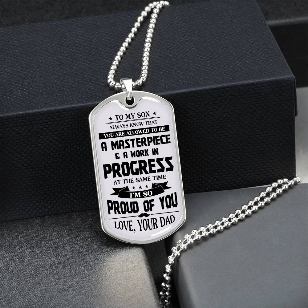 Father And Son Jewelry, To My Son Dog Tag From Dad Proud Of You