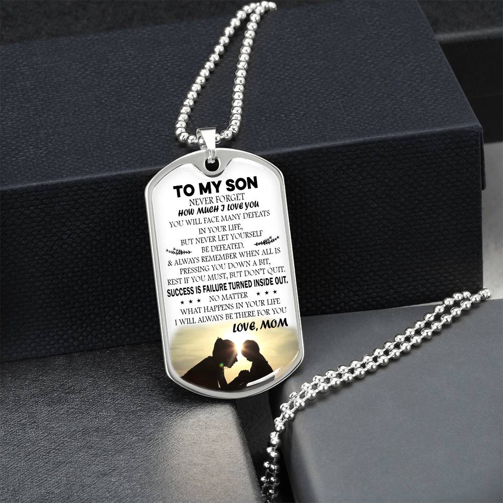 Mom And Son GIft Jewelry, To My Son Dog Tag From Mom Chain For Son
